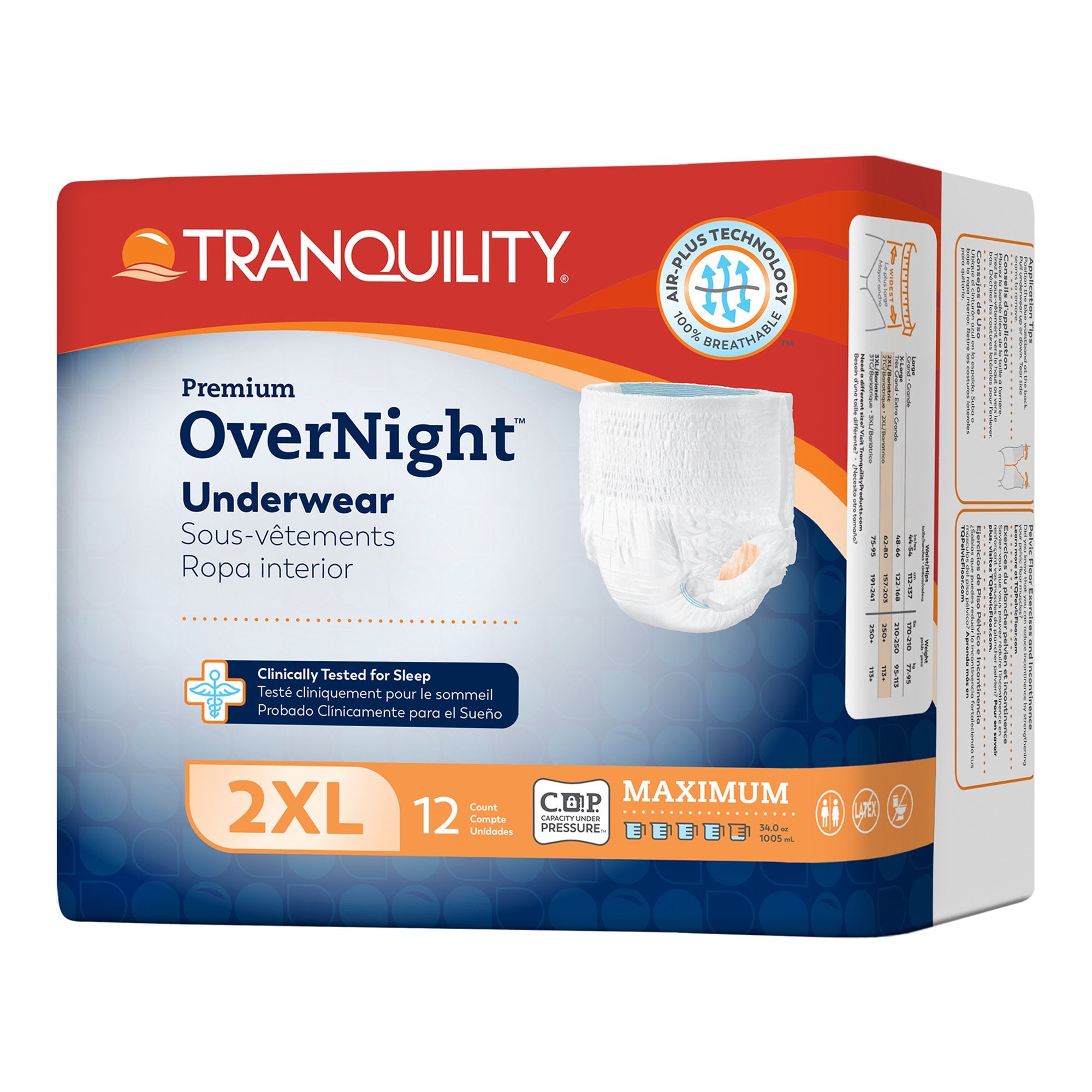 Principle Business Enterprises - Unisex Adult Absorbent Underwear Tranquility® Premium OverNight™ Pull On with Tear Away Seams 2X-Large Disposable Heavy Absorbency [12/BG]
