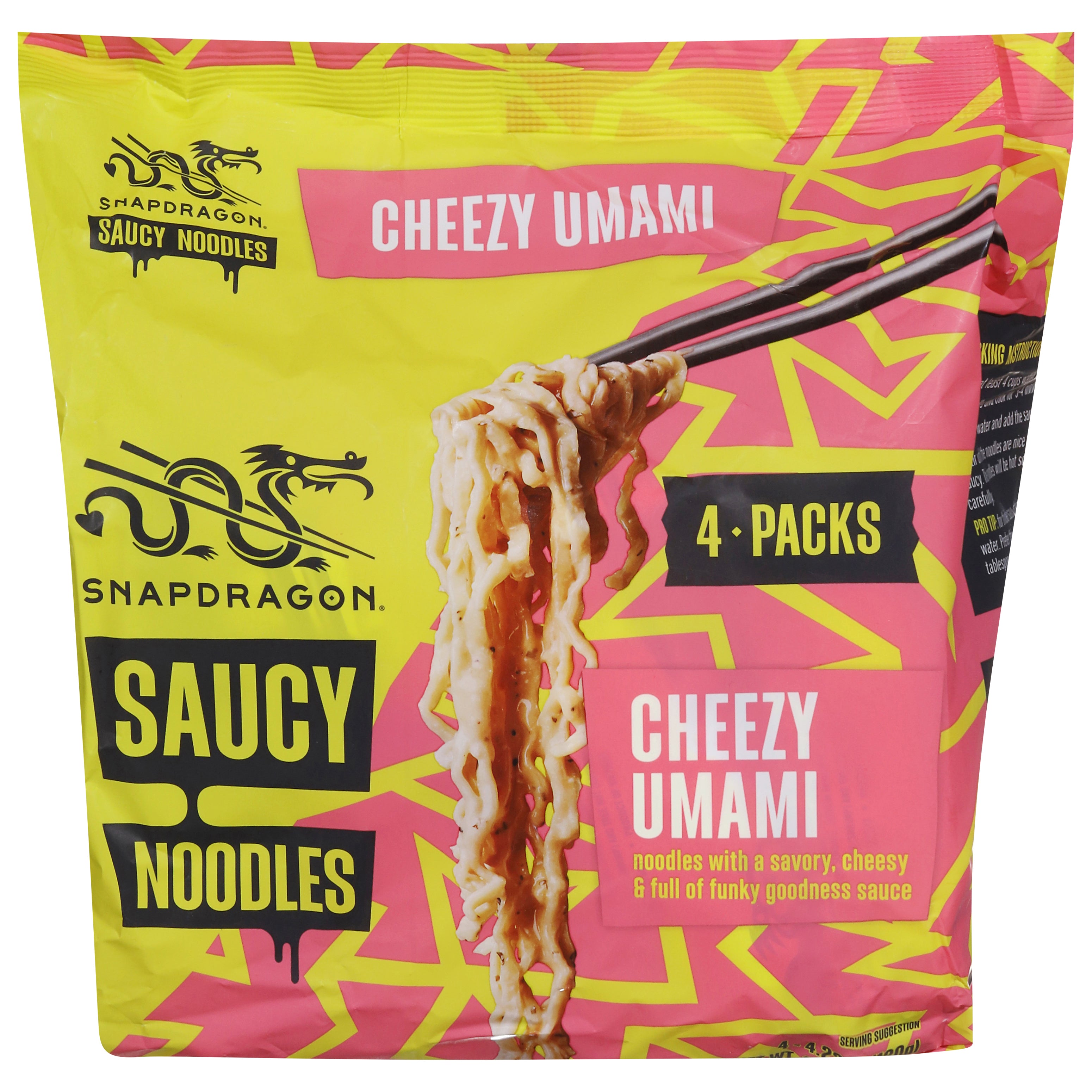 Snapdragon Cheezy Umami Saucy Noodles 4 - 4.23 oz Packs - Case of 4