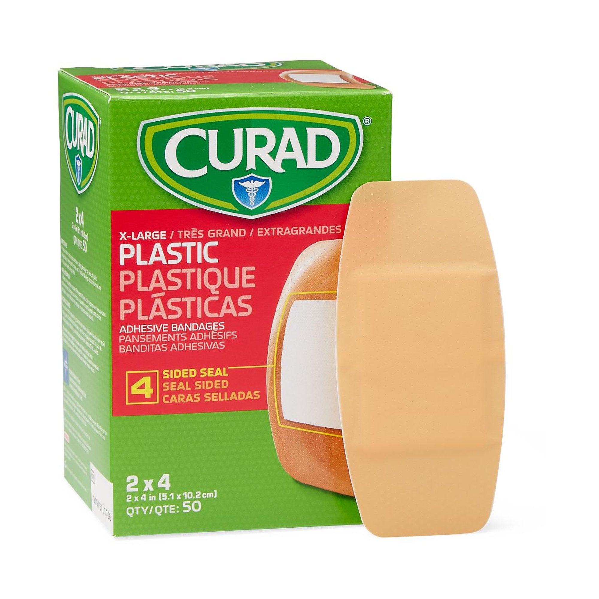 Medline - Adhesive Strip Curad® 2 X 4 Inch Plastic Rectangle Tan Sterile [50/BX]