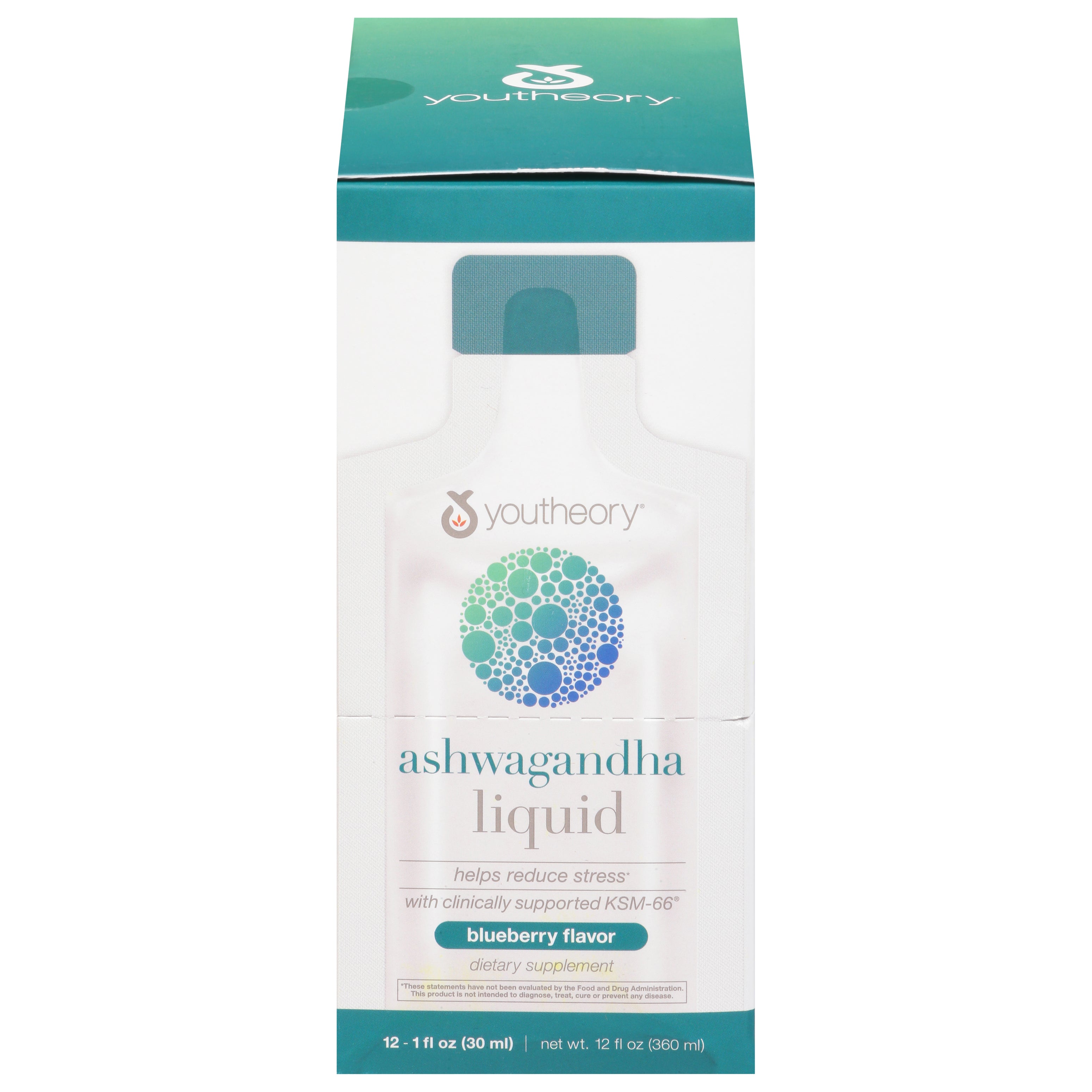 youtheory Liquid Blueberry Flavor Ashwagandha 12 - 1 fl oz Packs - Case of 1