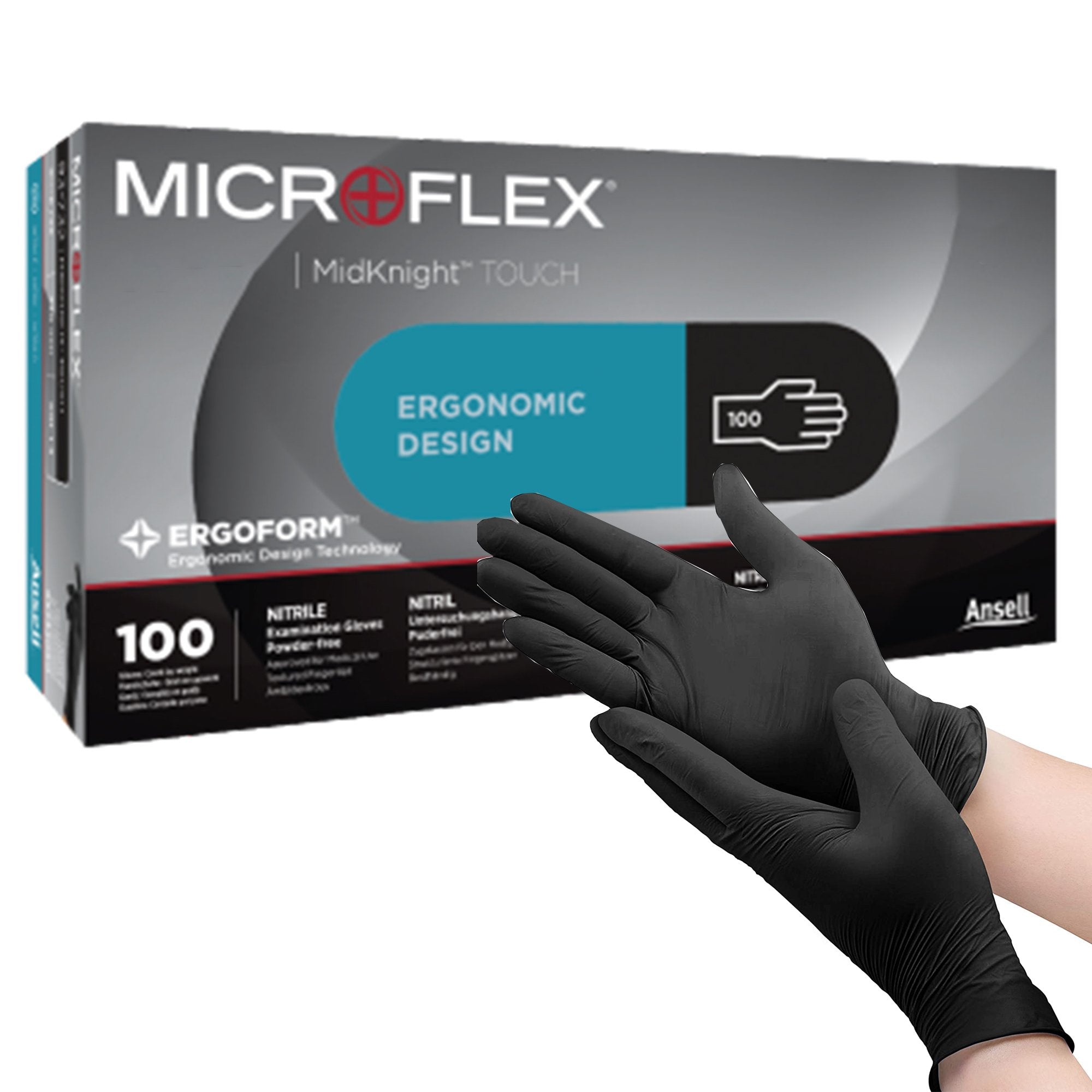 Microflex Medical - Exam Glove MICROFLEX® MidKnight™ Touch 93-732 Small NonSterile Nitrile Standard Cuff Length Textured Fingertips Black Not Rated [100/BX]