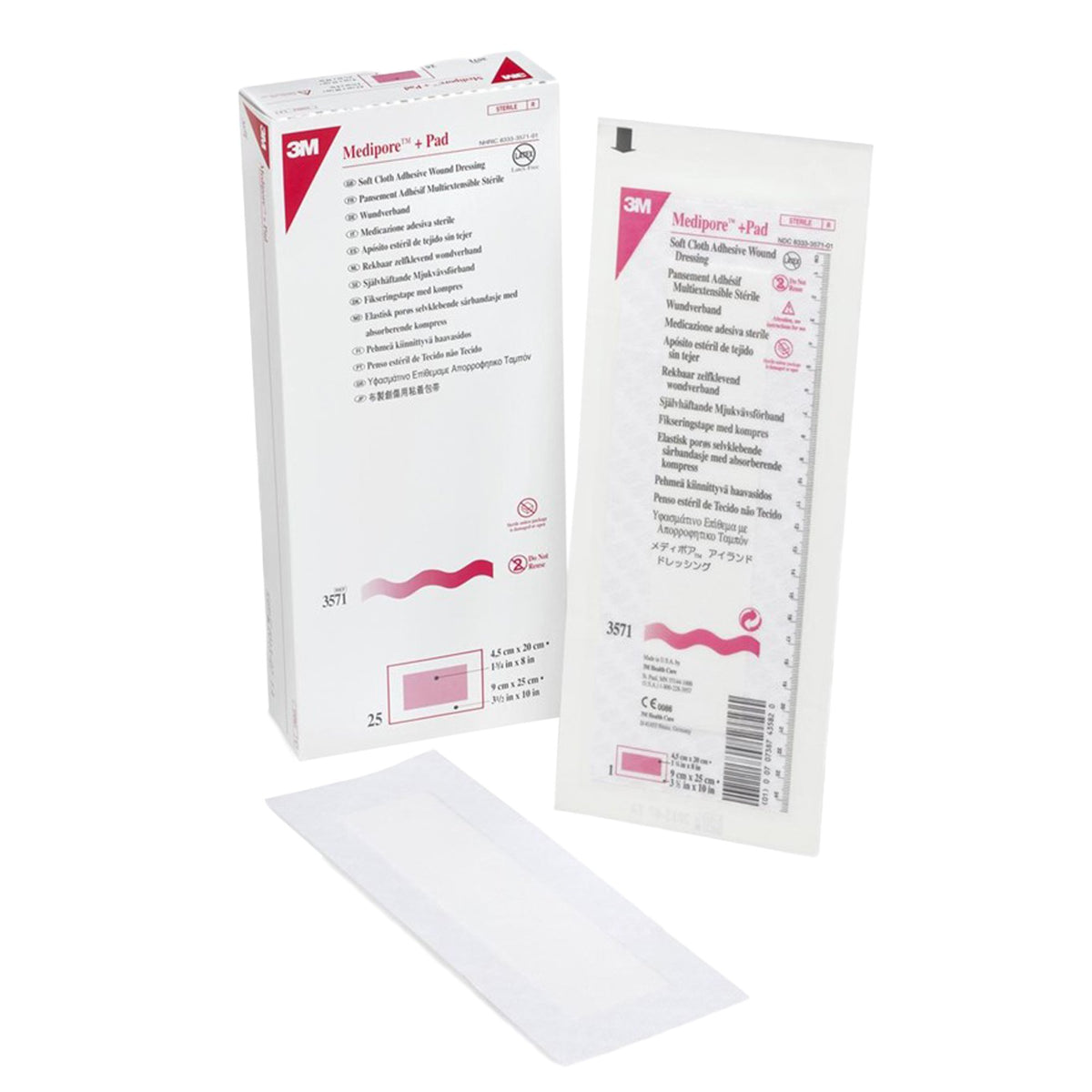Solventum Corporation - Composite Dressing 3M™ Medipore™ 3-1/2 X 10 Inch Rectangle Sterile Nonwoven Backing [25/BX]