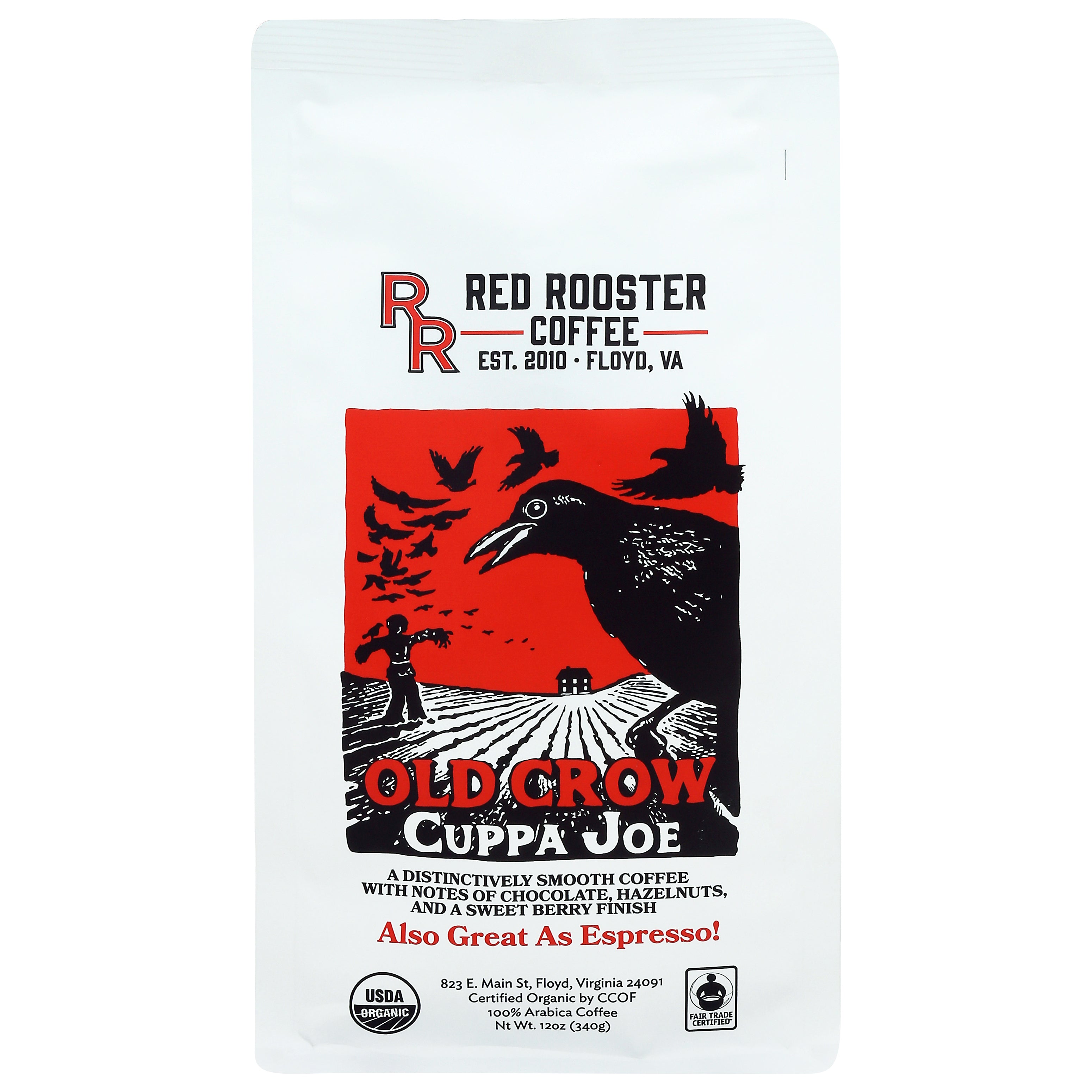 Red Rooster Coffee Old Crow Cuppa Joe 100% Arabica Coffee 12 oz - Case of 6