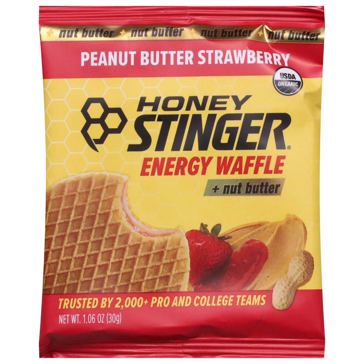 Honey Stinger Peanut Butter Strawberry Energy Waffle + Nut Butter 1.06 oz - Case of 12