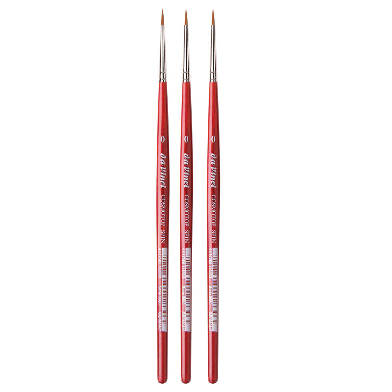 COSMOTOP-SPIN Silkpainting Brush, Synthetic, Watercolor, Round, Size 0, Pack of 3
