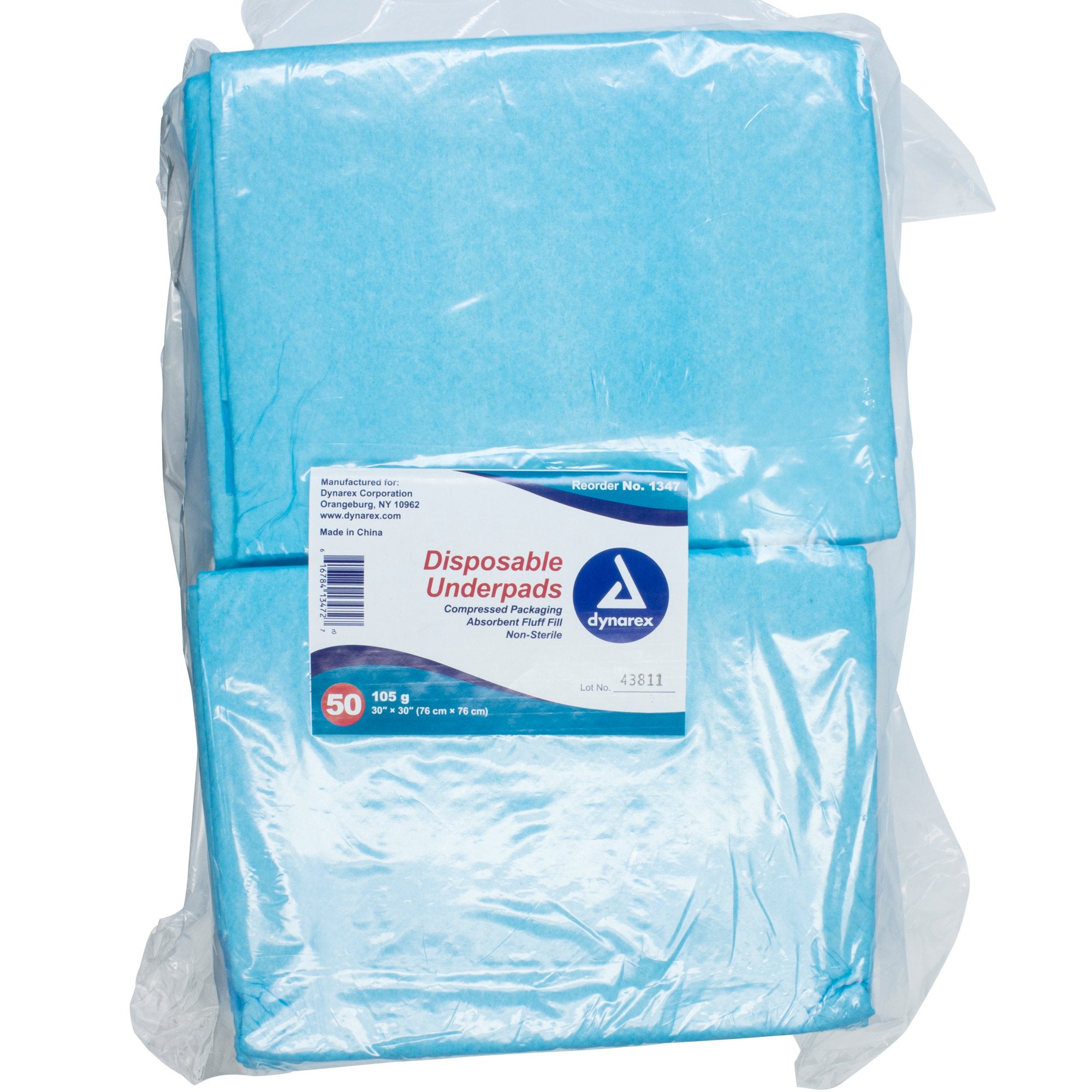 Dynarex - Disposable Underpad Dynarex® 30 X 30 Inch Fluff / Polymer Heavy Absorbency [100/CS]
