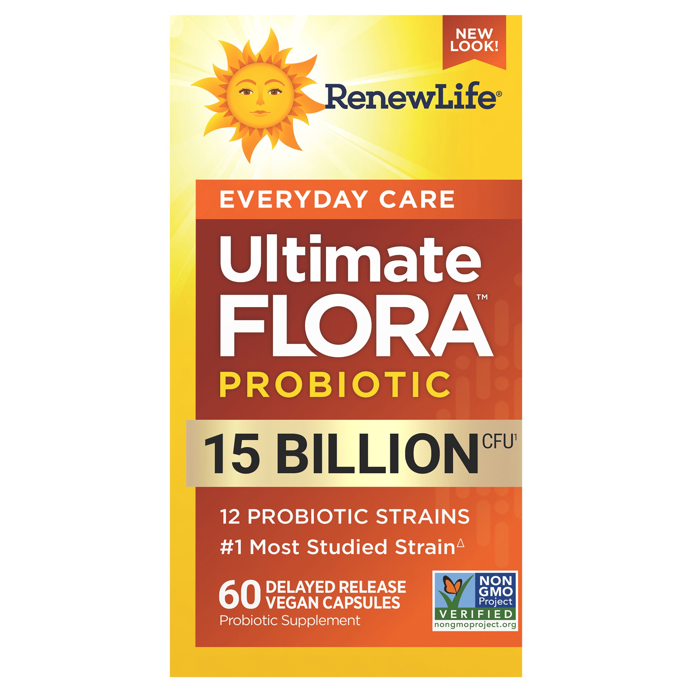 Renew Life Probiotic Ultimate Flora Everyday 15B 60 Veggie Caps - Case of 1