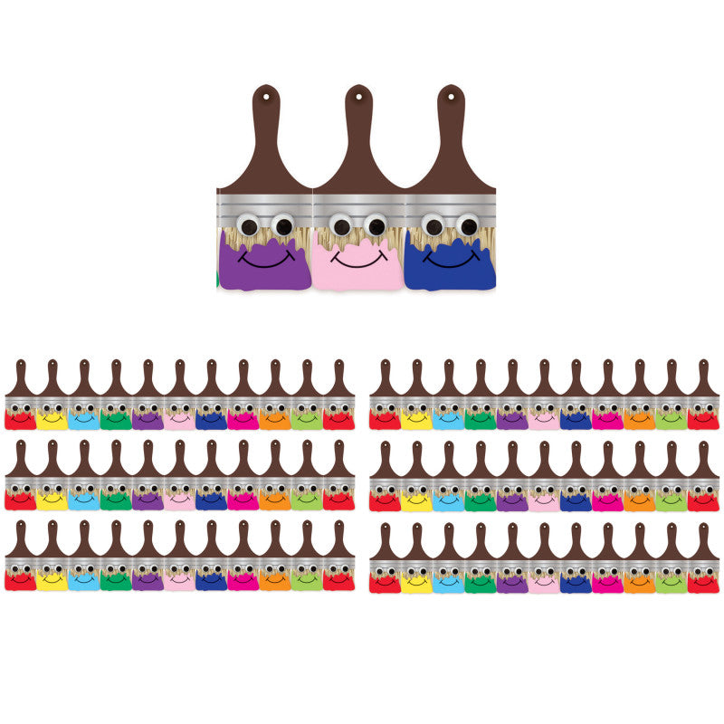 HYGLOSS - Happy Paintbrush Die Cut Classroom Border, 36 Feet Per Pack, 6 Packs