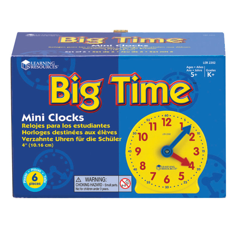 LEARNING RESOURCES - Big Time™ Geared Mini-Clocks, Set of 6