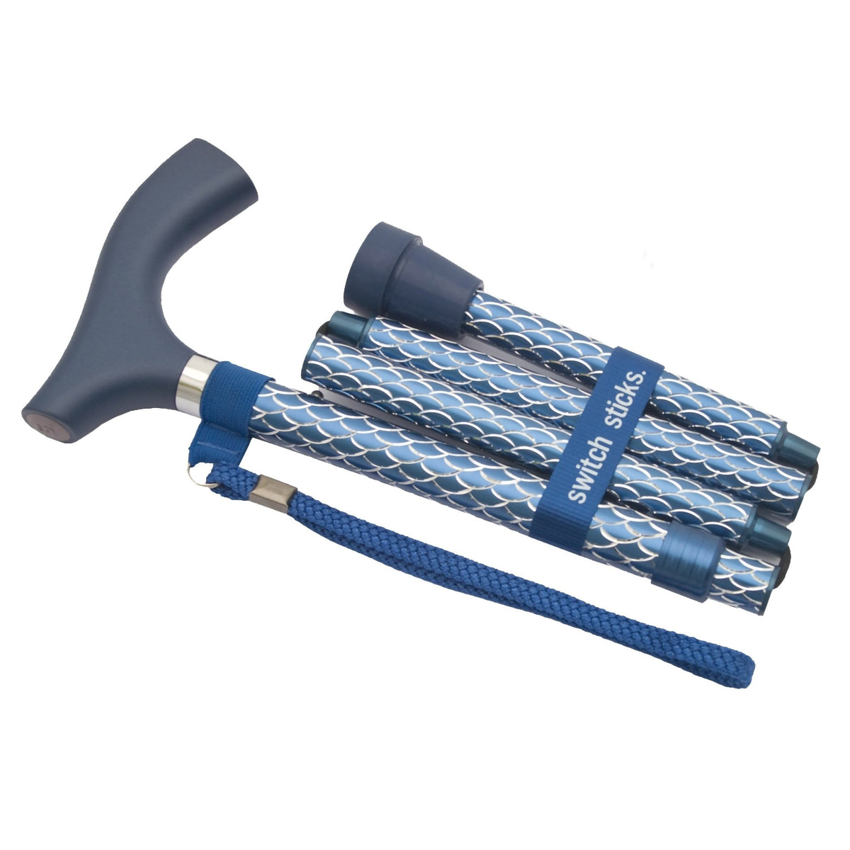 Mabis Healthcare - Folding Cane Switch Sticks® Aluminum 32 to 37 Inch Height Azure Blue [1/EA]