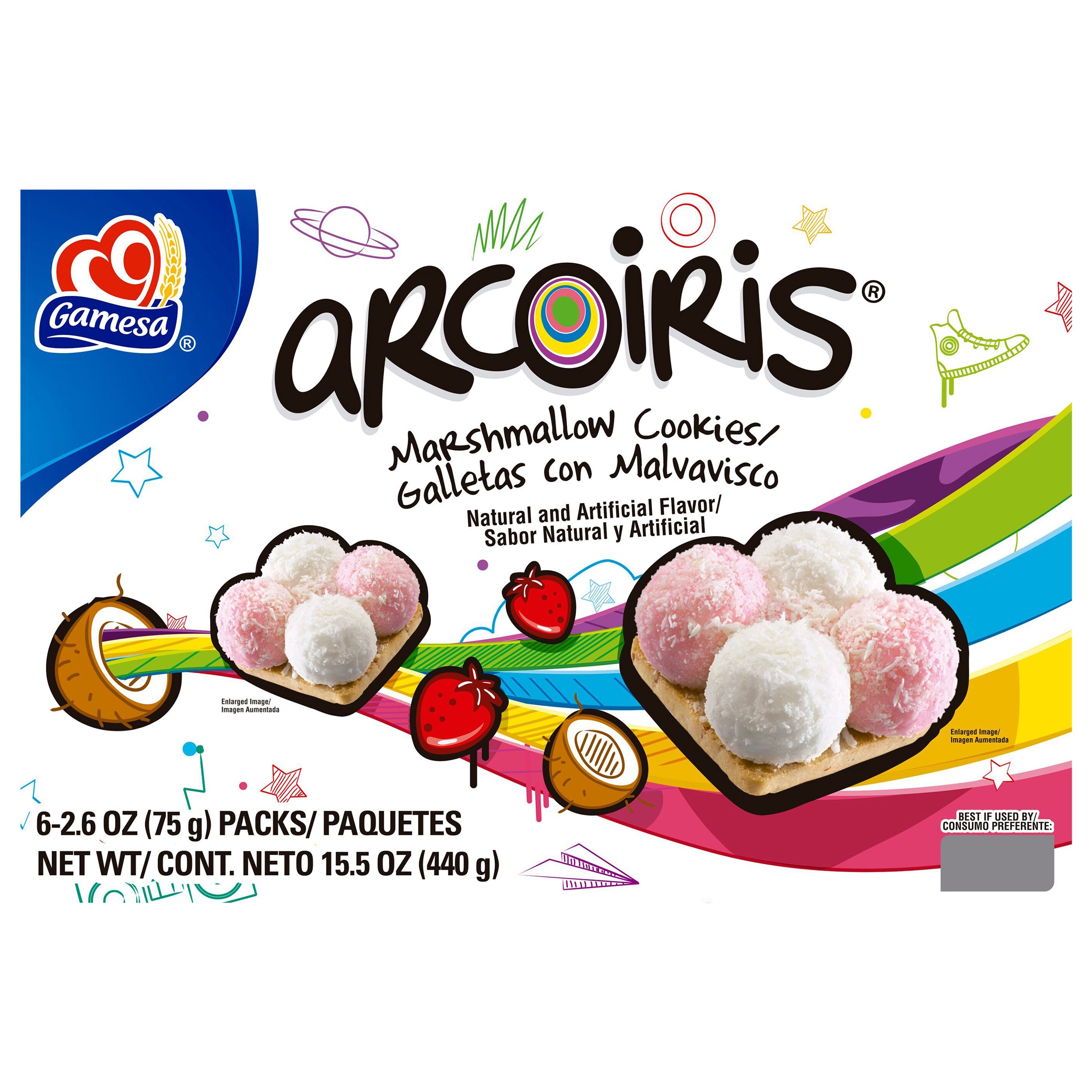 Gamesa Arcoiris Marshmallow Cookies Natural And Artificial Flavor 14.8 Oz, 6 Count - Case of 12