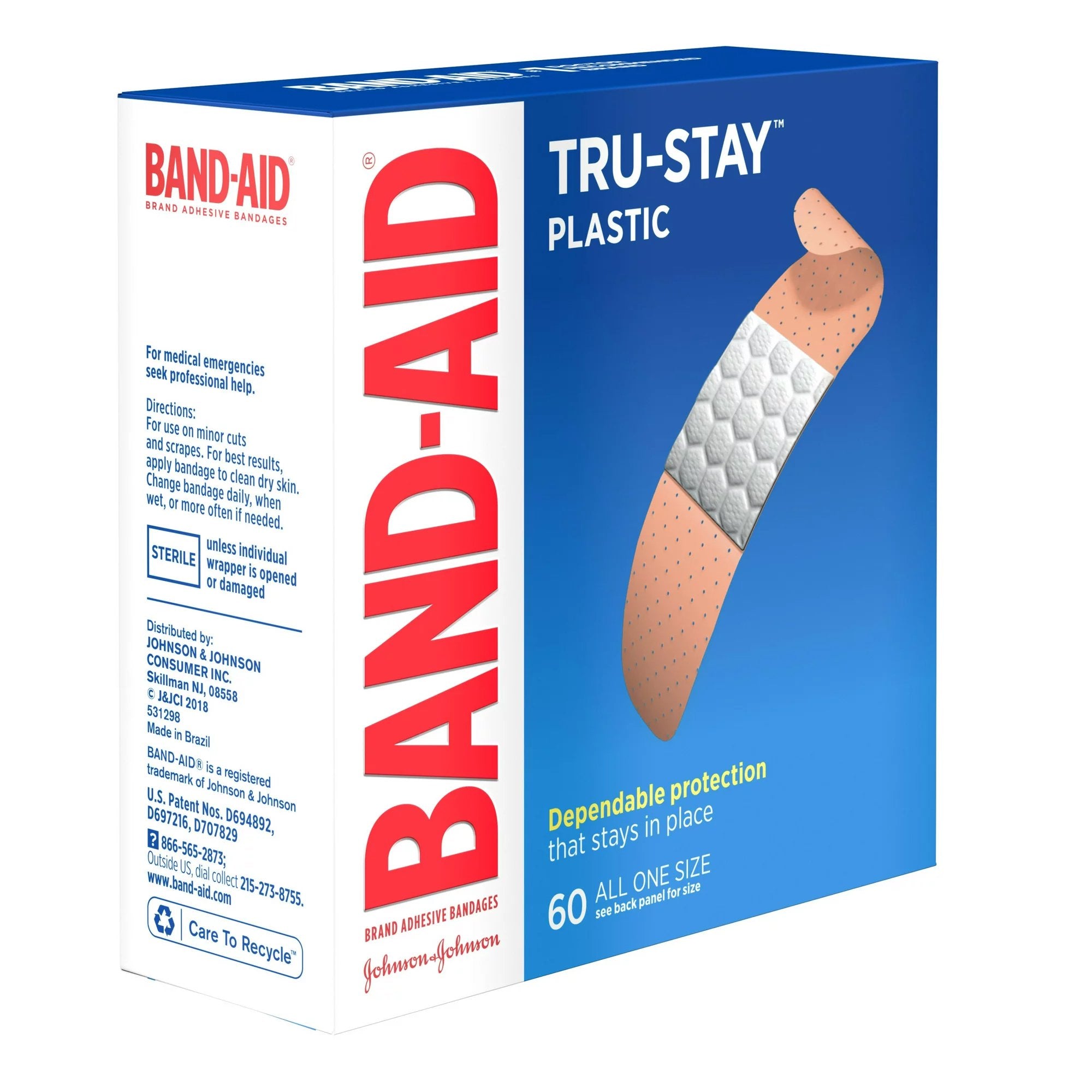 J & J Sales - Adhesive Strip Band-Aid® Tru-Stay™ 3/4 X 3 Inch Plastic Rectangle Tan Sterile [60/BX]