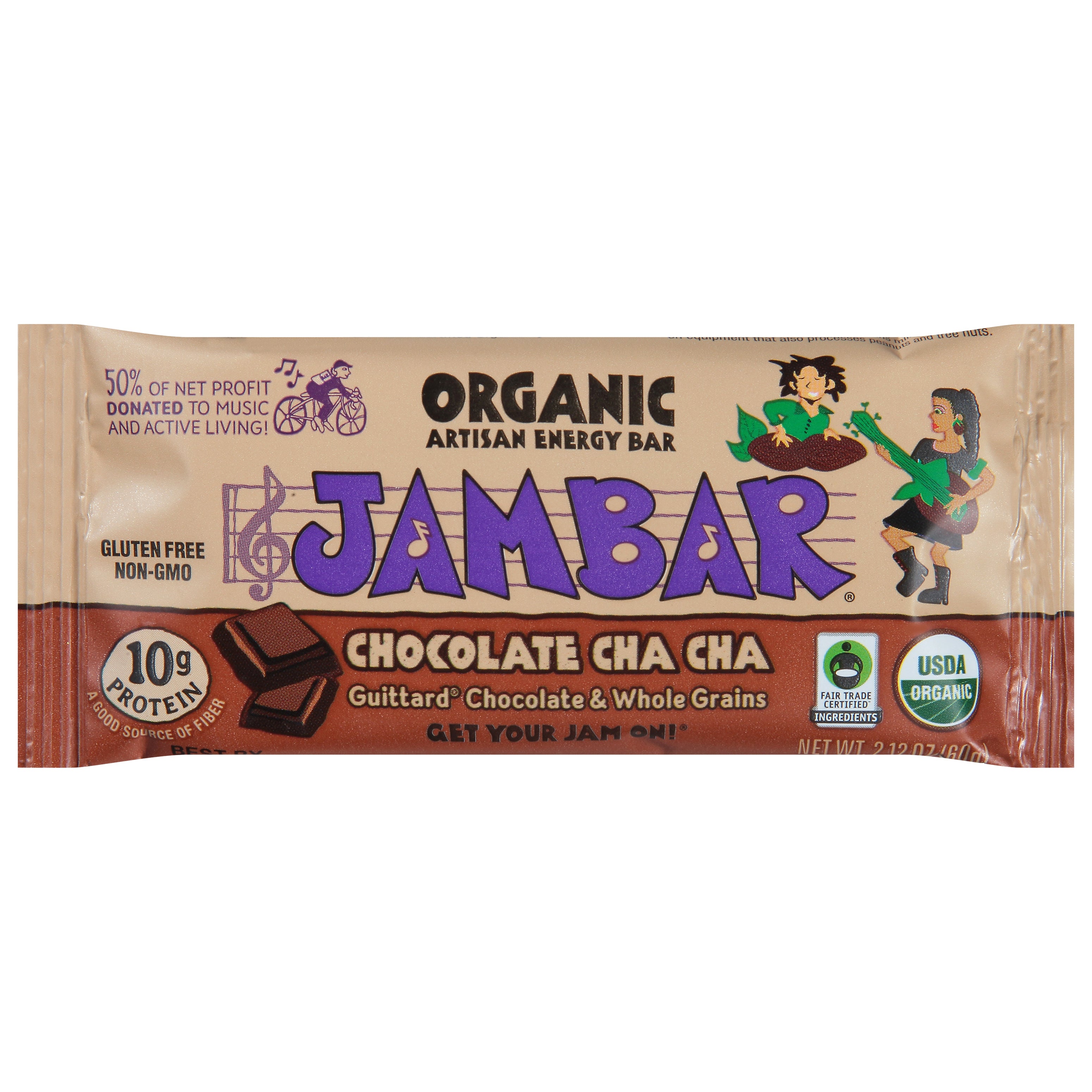 Jambar Organic Artisan Chocolate Cha Cha Energy Bar 2.12 oz - Case of 12
