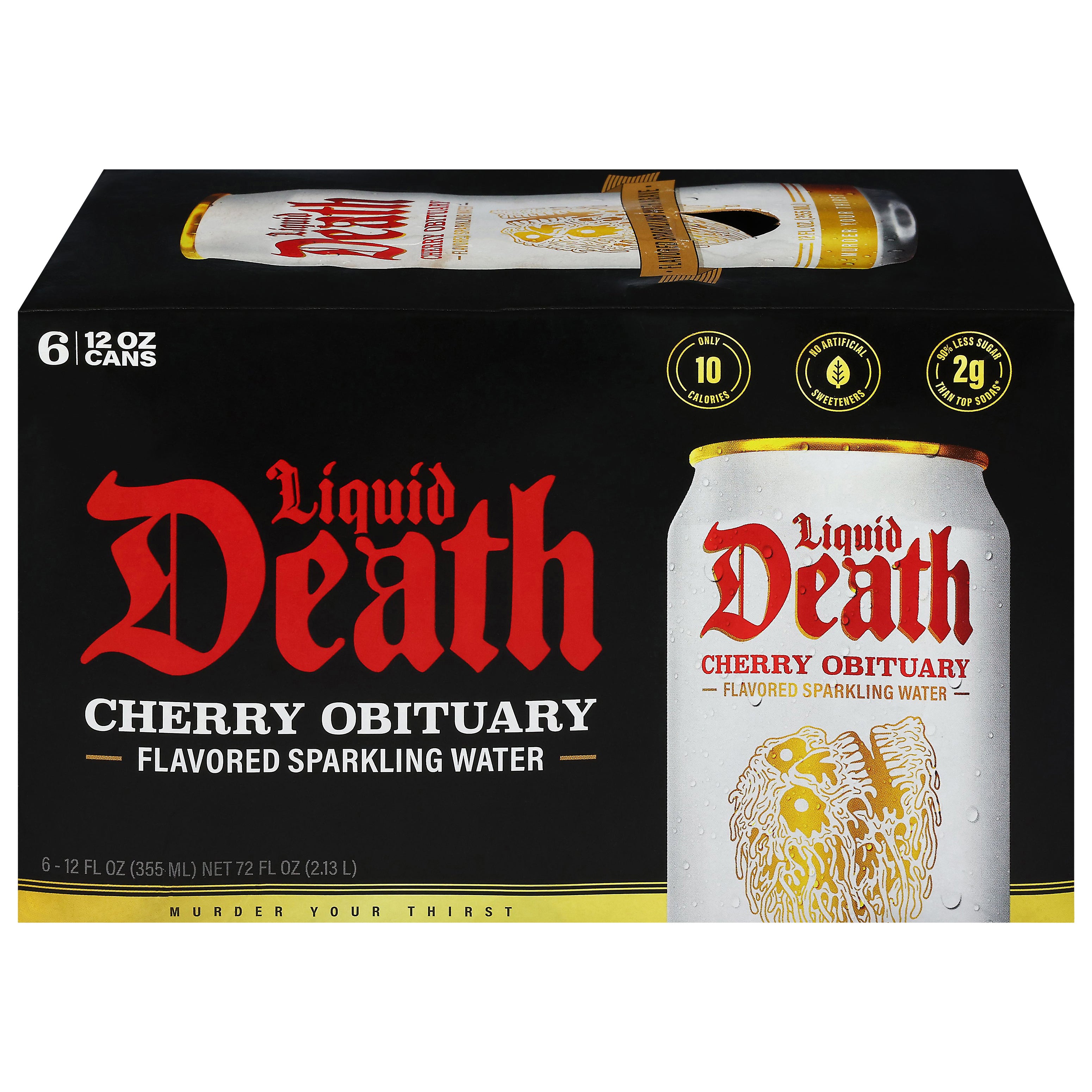 Liquid Death Cherry Obituary Flavored Sparkling Water 6 - 12 fl oz Cans - Case of 4