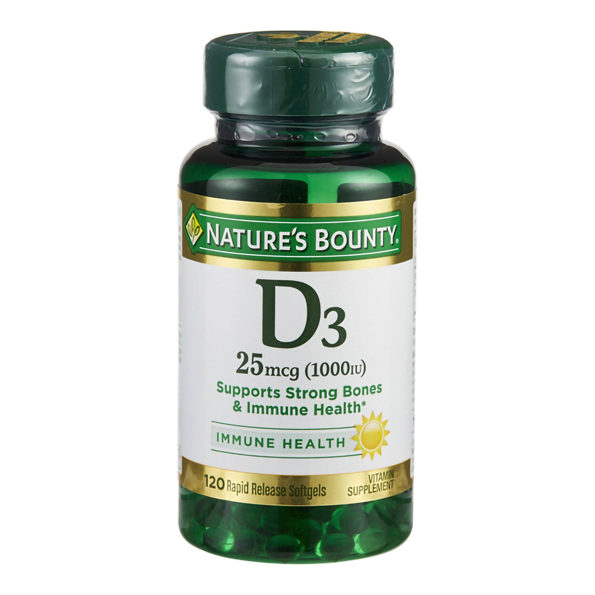 US Nutrition - Vitamin Supplement Nature's Bounty® Vitamin D 1,000 IU Strength Softgel 100 per Bottle [1/BT]