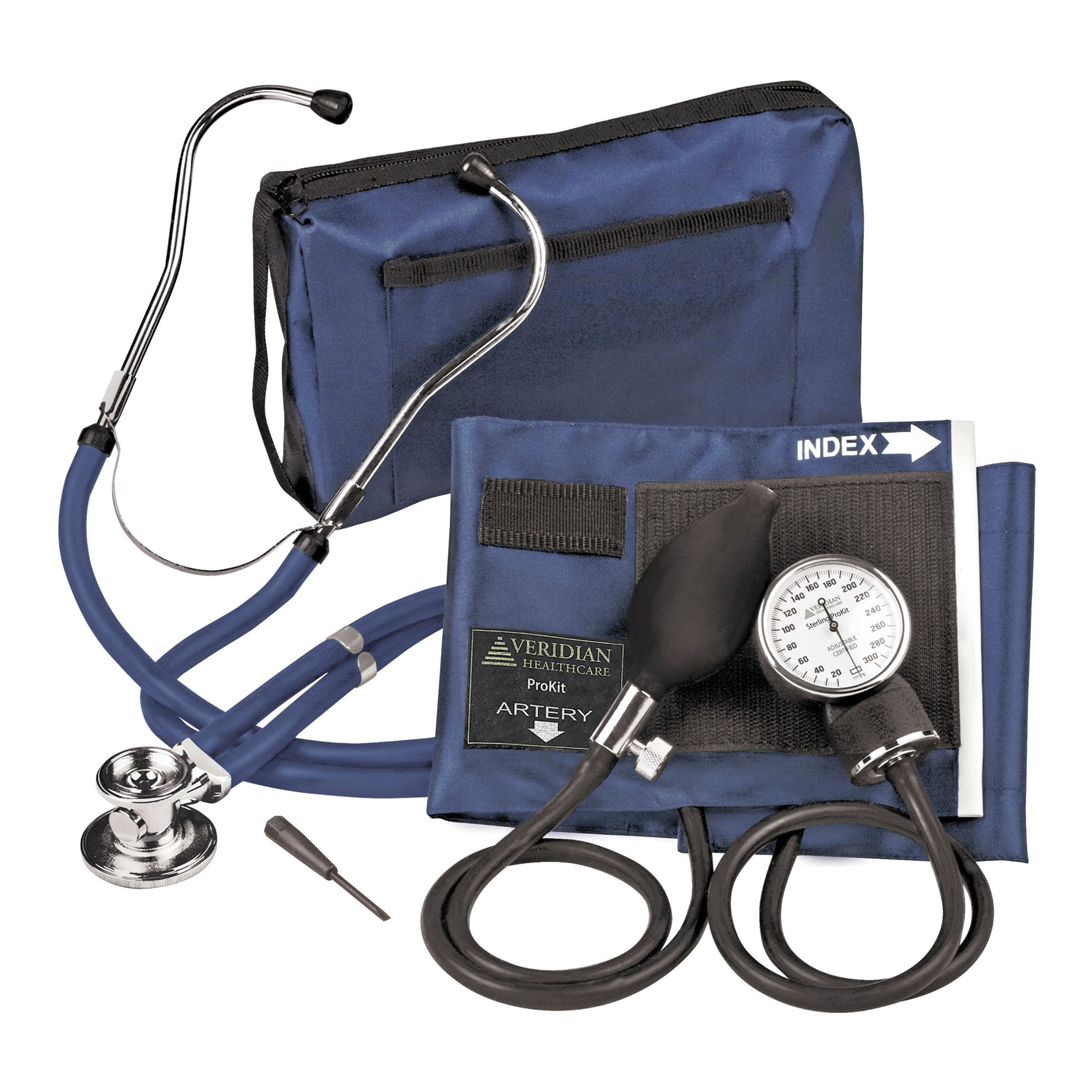 Veridian Healthcare LLC - Reusable Aneroid / Stethoscope Set Veridian 27.9 to 41.6 cm Adult Cuff Dual Head General Exam Stethoscope [1/EA] (1226092_EA)
