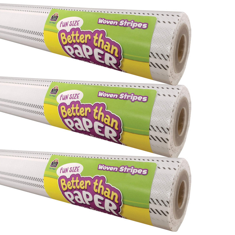 TEACHER CREATED RESOURCES - Fun Size Better Than Paper® Bulletin Board Roll, 18" x 12', Woven Stripes, Pack of 3