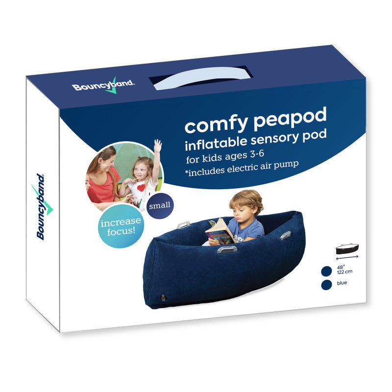 BOUNCYBAND - Comfy Hugging Peapod Sensory Pod, 48", Ages 3-6 Up to 4 Feet Tall, Blue