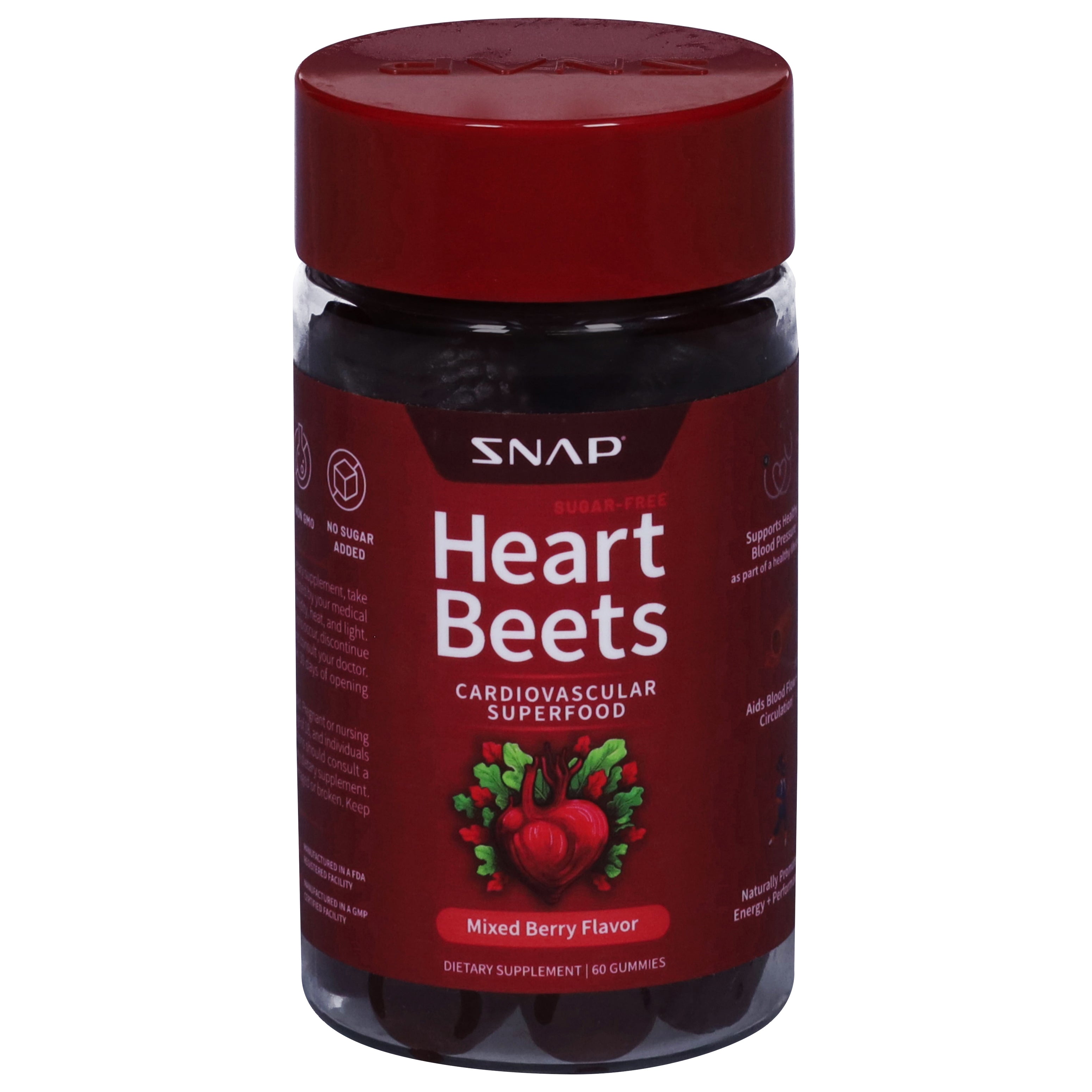 Snap Cardiovascular Superfood Mixed Berry Flavor Heart Beets 60 Gummies - Case of 1