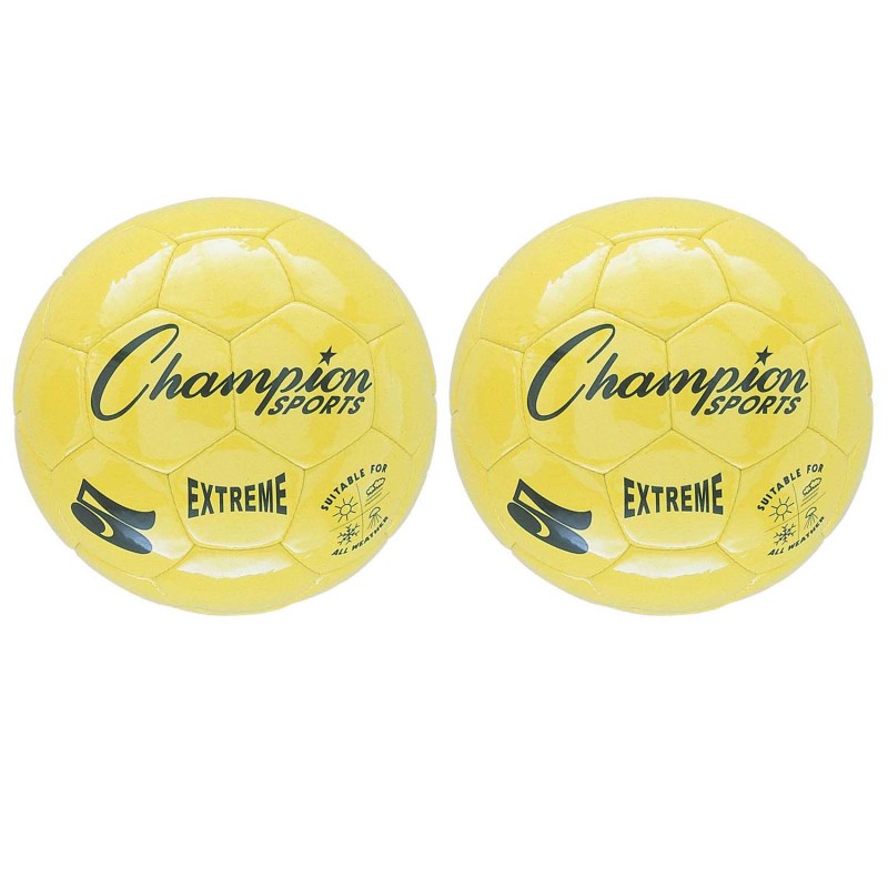 CHAMPION SPORTS - Extreme Soccer Ball, Size 5, Yellow, Pack of 2