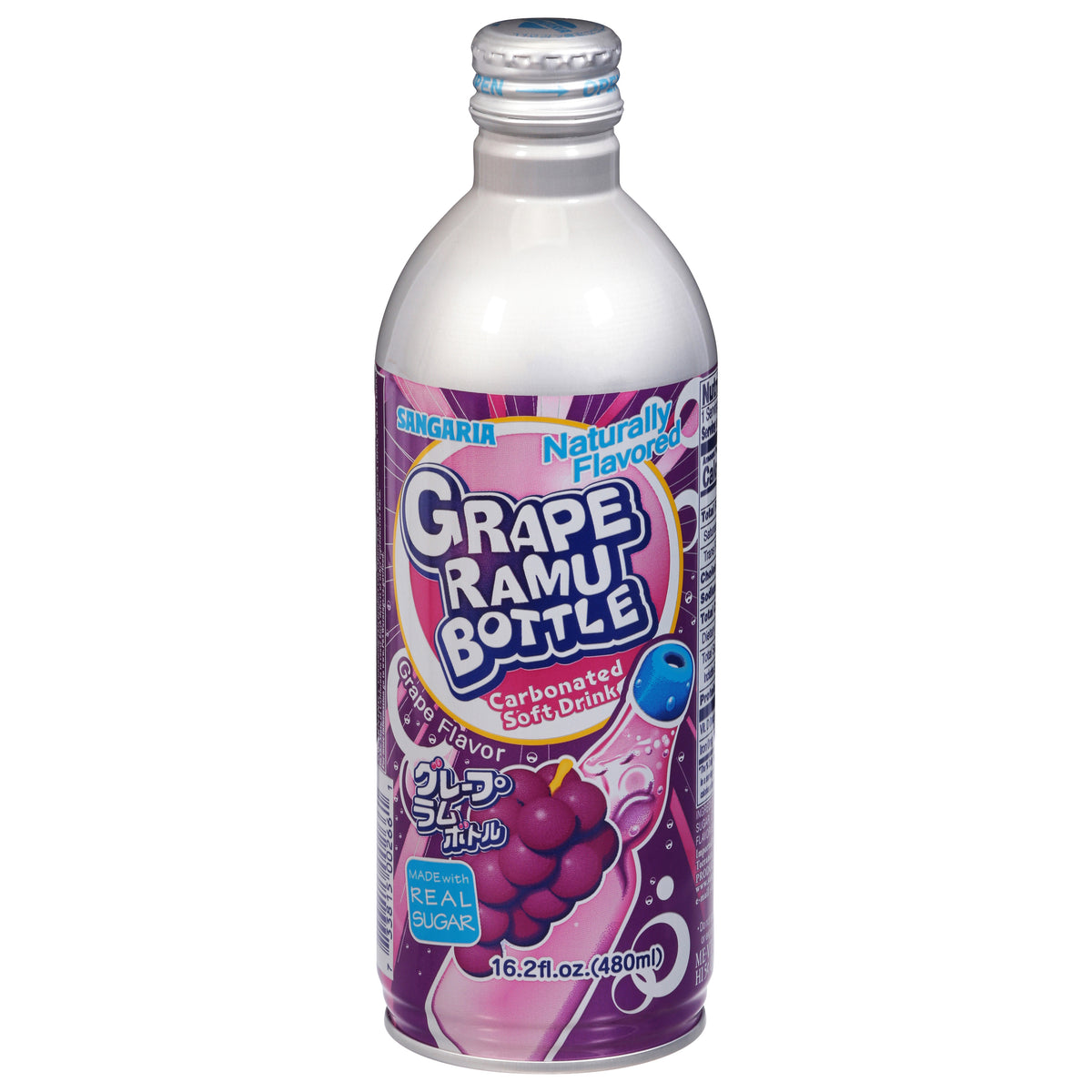 Sangaria Grape Ramu Bottle Grape Flavor Carbonated Soft Drink 16.2 fl oz - Case of 24