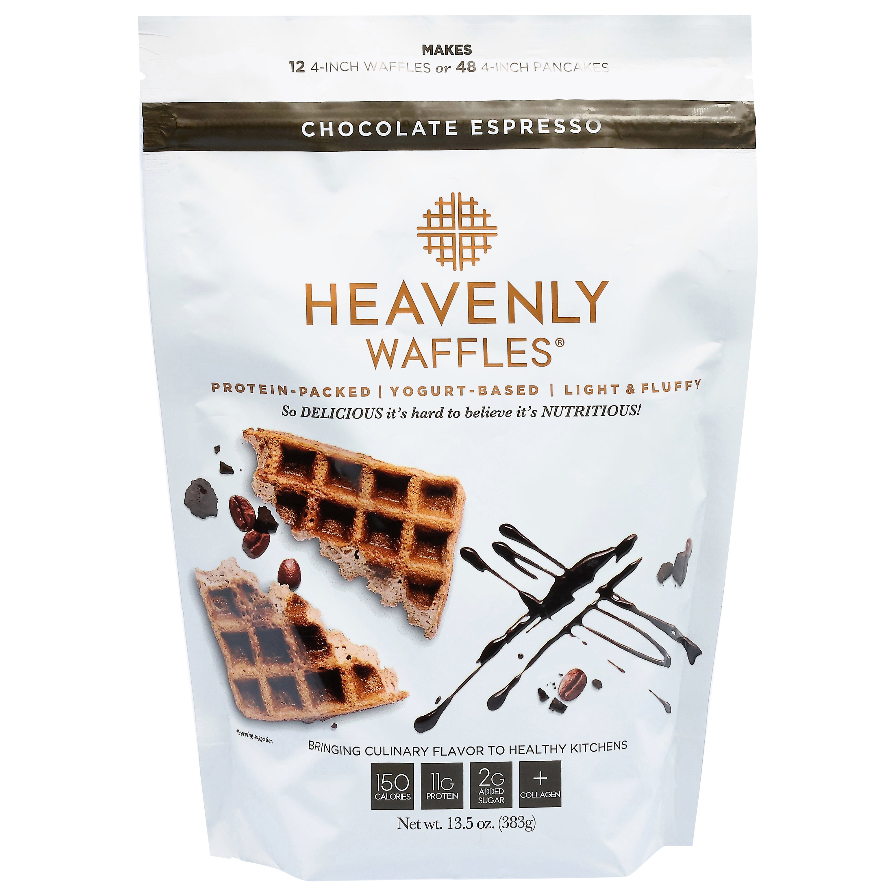 Heavenly Waffles Chocolate Espresso Waffle Mix 13.5 oz - Case of 6