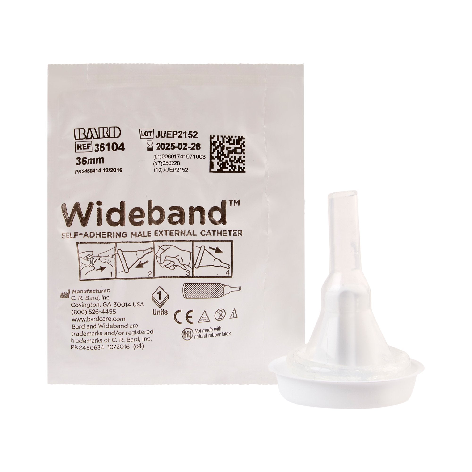 Bard - Male External Catheter Wide Band® Self-Adhesive Band Silicone Large [100/BX]