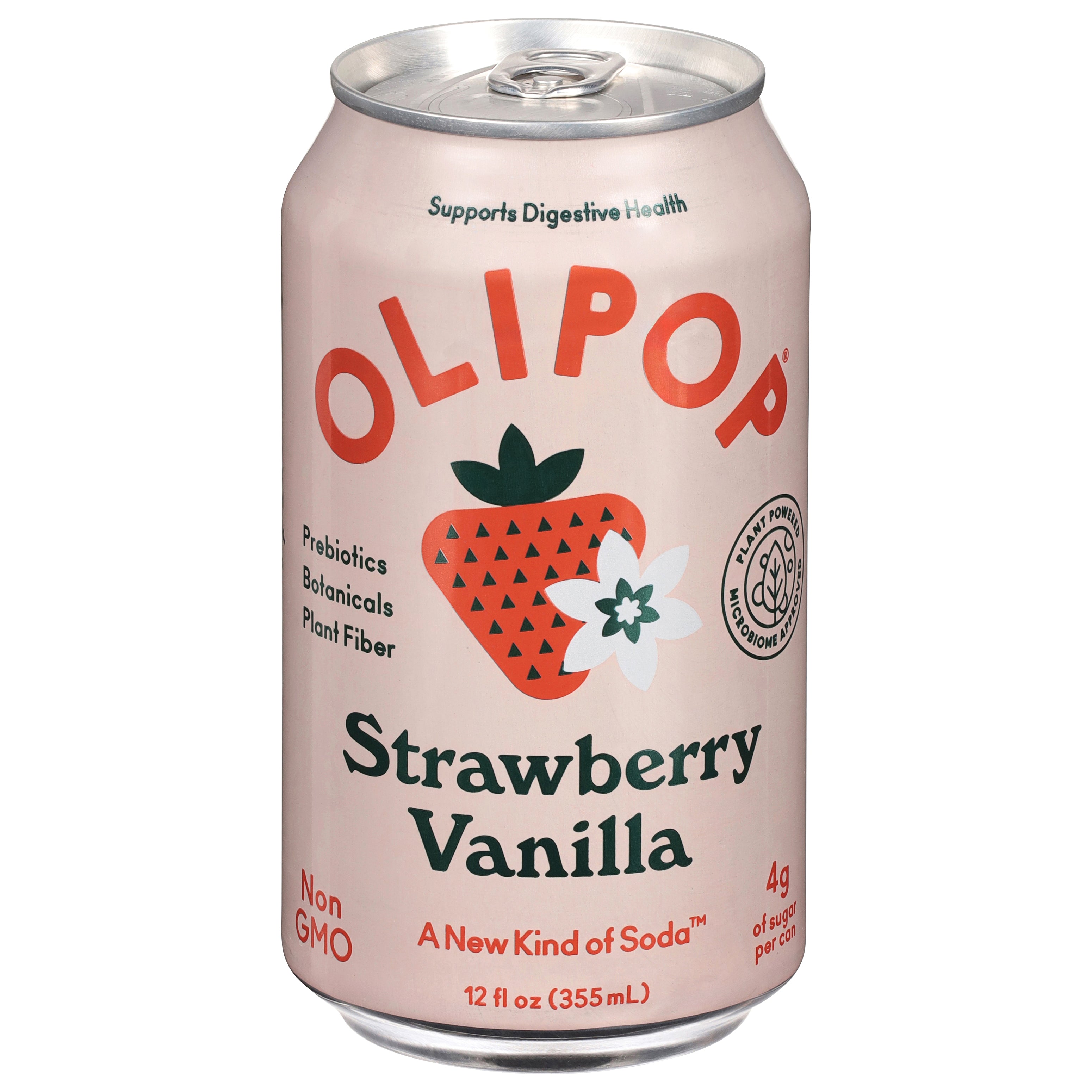 Olipop Strawberry Vanilla Soda 12 fl oz - Case of 12