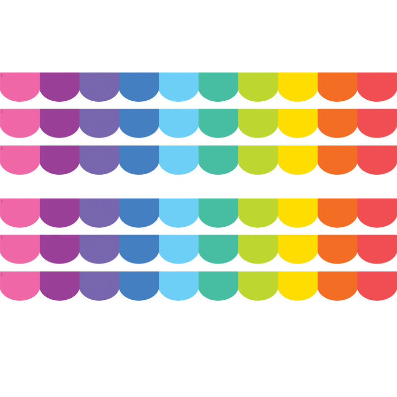 TEACHER CREATED RESOURCES - Colorful Scalloped Die-Cut Border Trim, 35 Feet Per Pack, 6 Packs