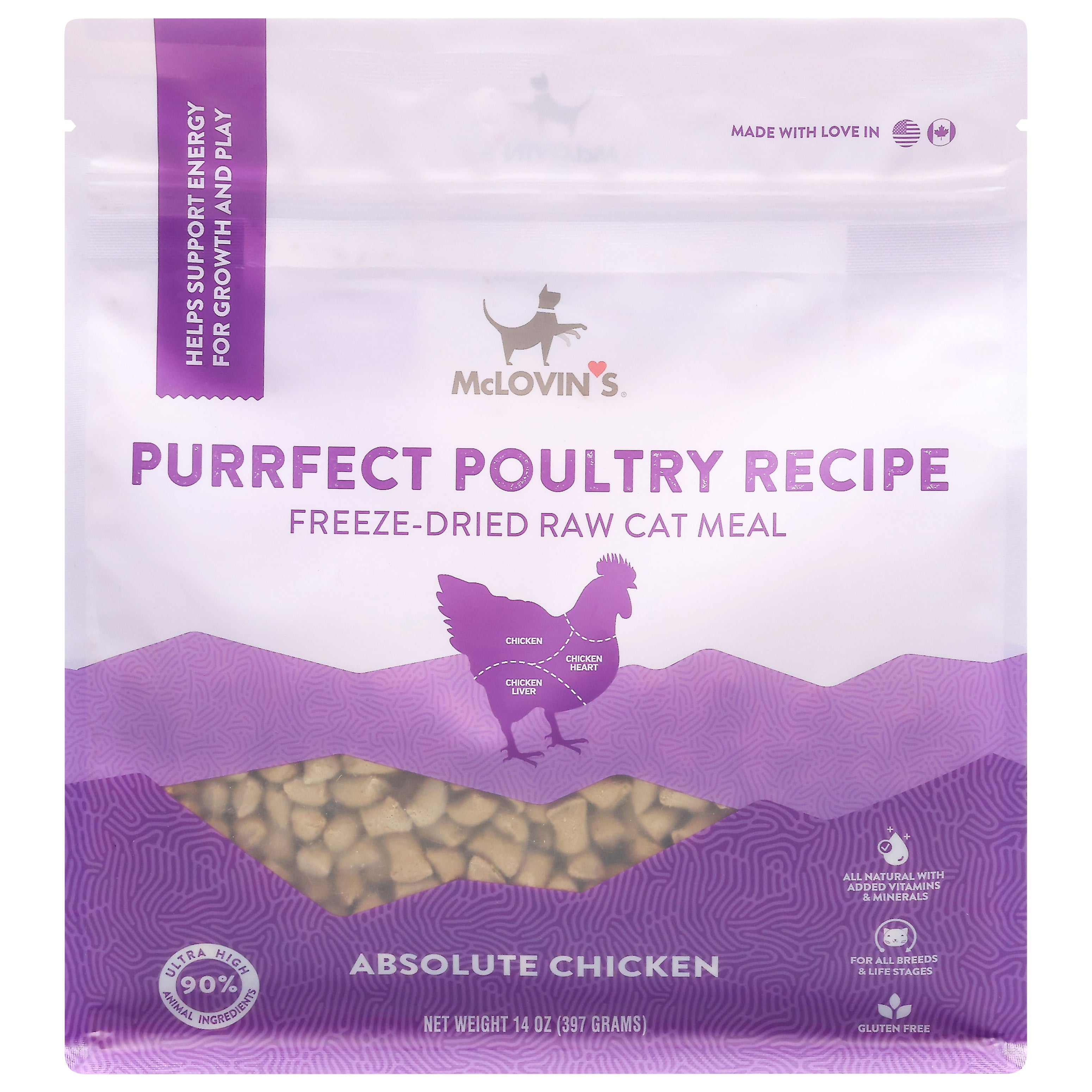 McLovin's Freeze-Dried Raw Absolute Chicken Cat Meal 14 oz - Case of 6