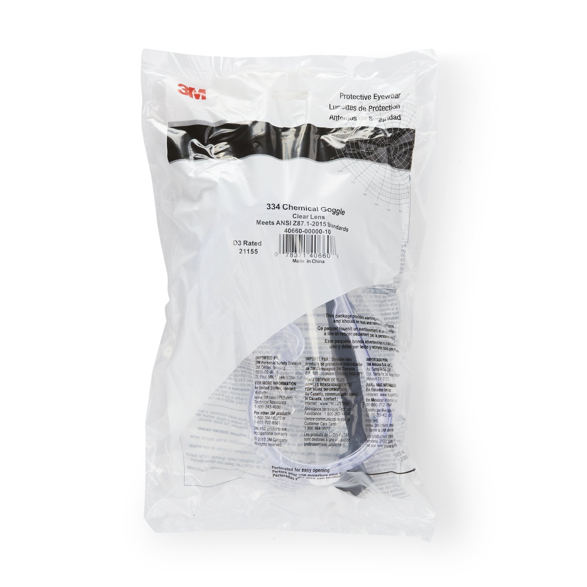 3M Company - Protective Goggles 3M™ Clear Tint Polycarbonate Lens Elastic Strap One Size Fits Most [10/BX]