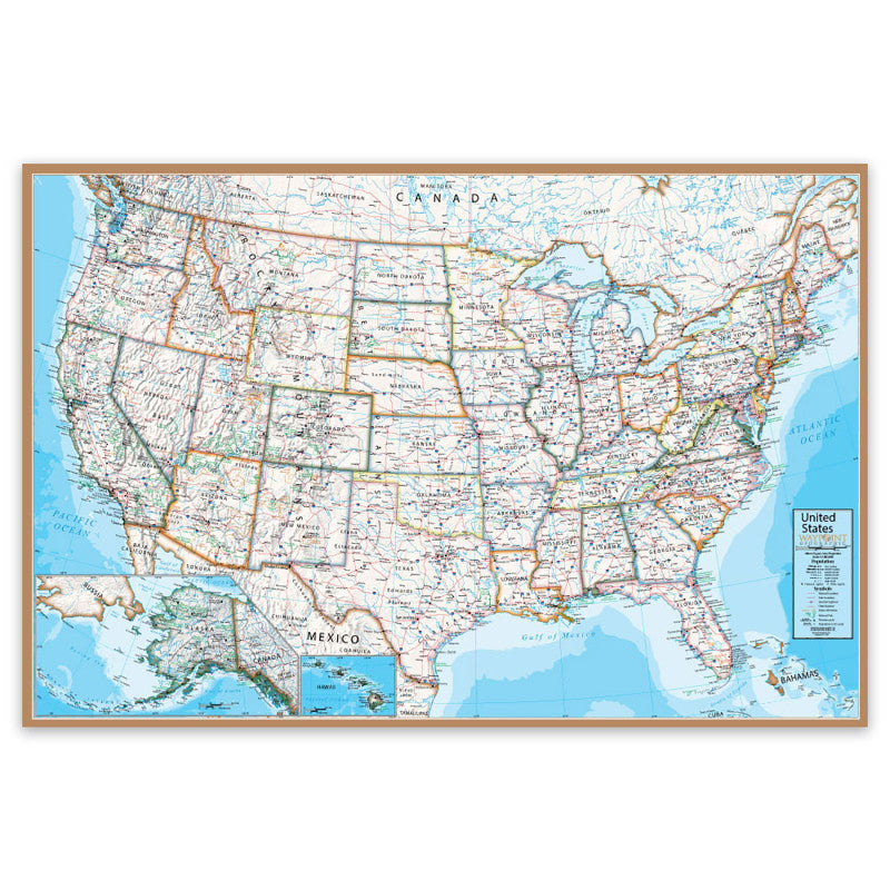 WAYPOINT GEOGRAPHIC - Contemporary USA 24" x 36" Laminated Wall Map