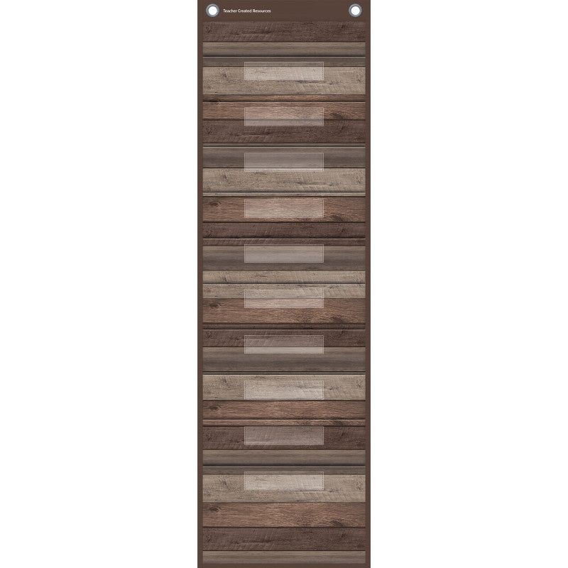 TEACHER CREATED RESOURCES - Dark Wood Design 10 Pocket File Storage Pocket Chart, 14" x 58"