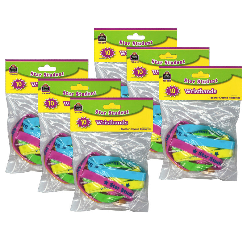 TEACHER CREATED RESOURCES - Star Student Wristbands, 10 Per Pack, 6 Packs