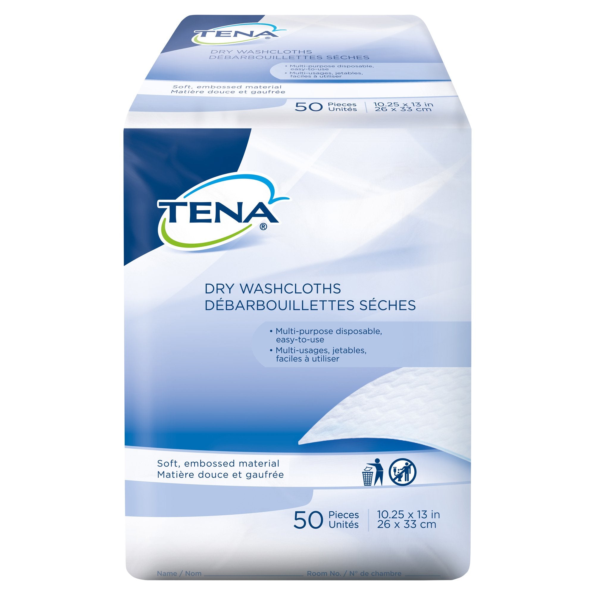Essity HMS North America Inc - Washcloth TENA® Dry 10-1/4 X 13 Inch White Disposable [1/BG]