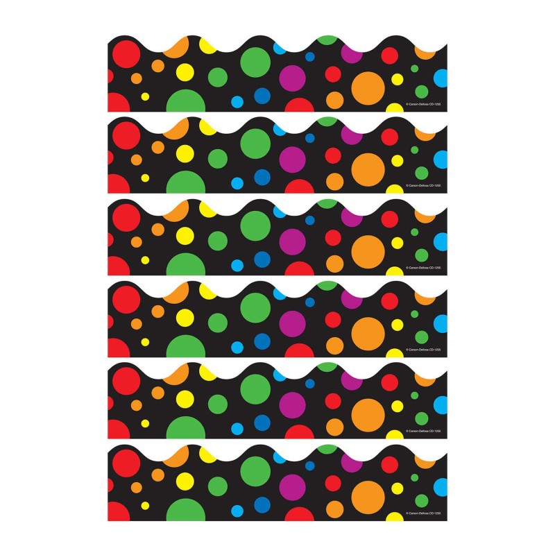 CARSON DELLOSA EDUCATION - Big Rainbow Dots Scalloped Border, 39 Feet Per Pack, 6 Packs