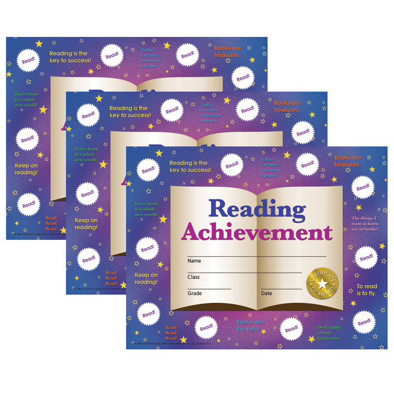HAYES PUBLISHING - Reading Achievement Certificates and Reward Seals, 8.5" x 11", 30 Certificates Per Pack, 3 Packs
