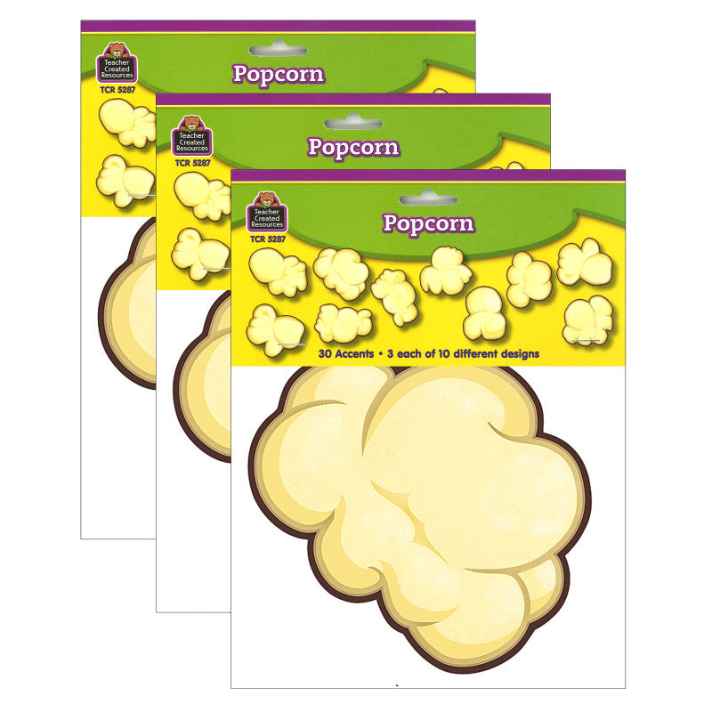 TEACHER CREATED RESOURCES - Popcorn Accents, 30 Per Pack, 3 Packs