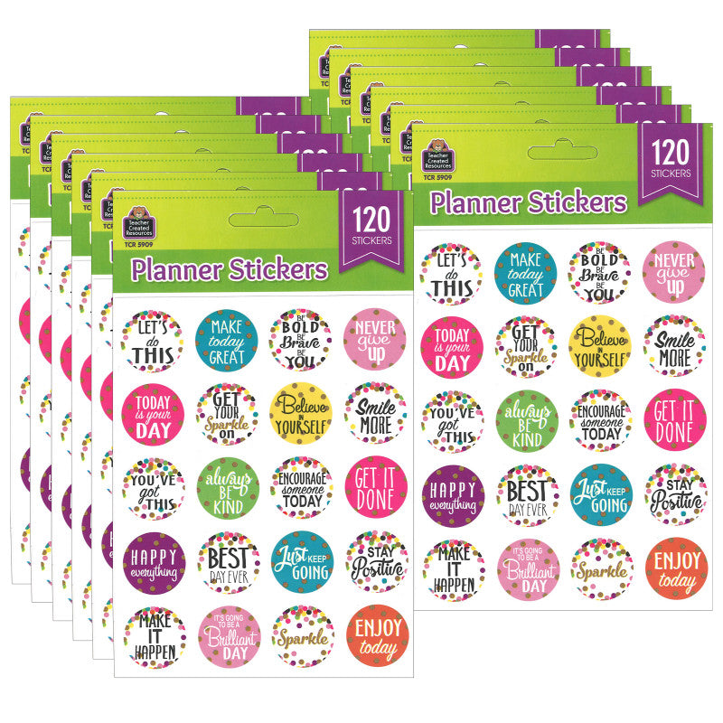 TEACHER CREATED RESOURCES - Confetti Words to Inspire Stickers, 120 Stickers Per Pack, 12 Packs
