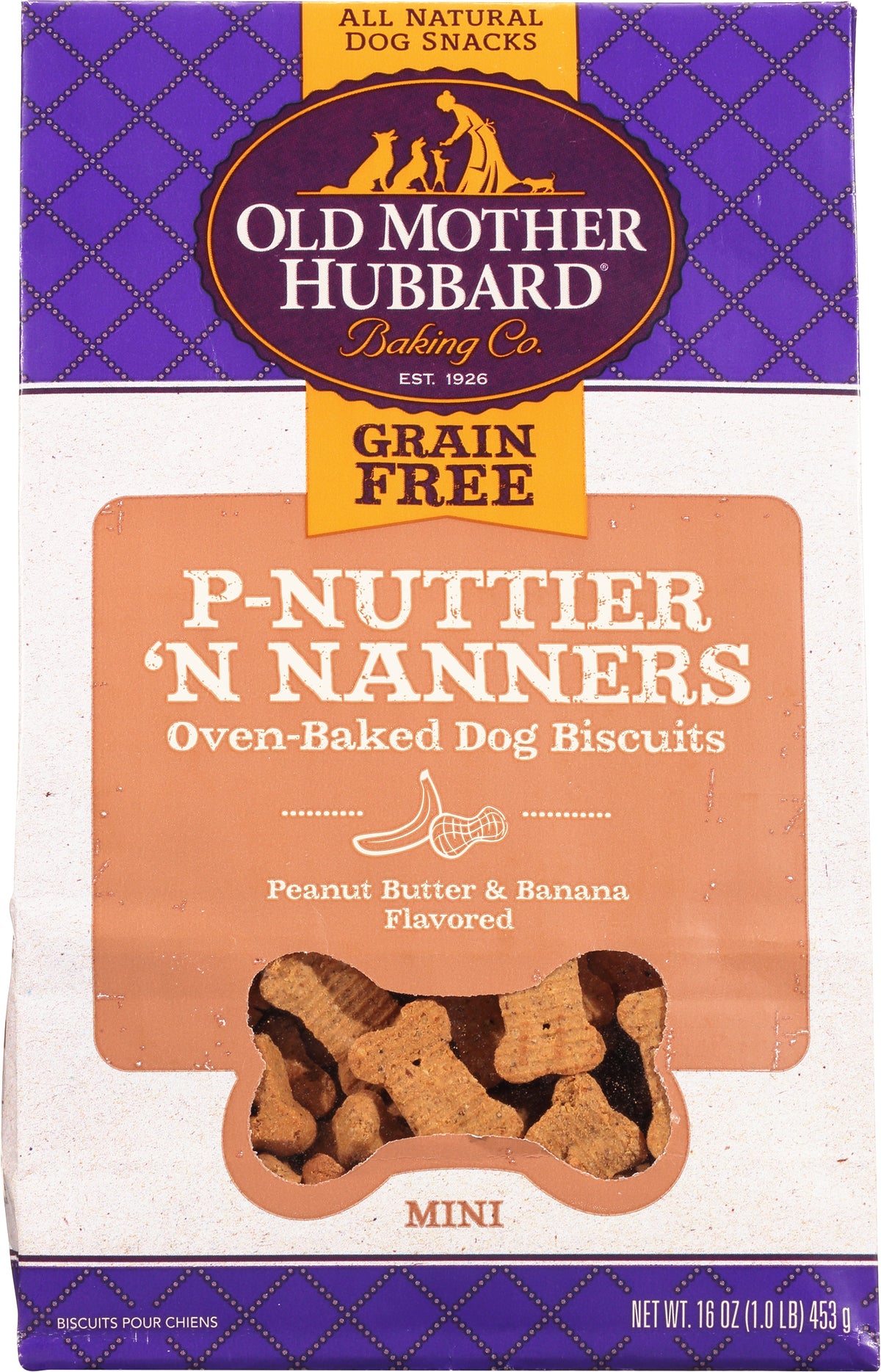 Old Mother Hubbard Mini P-Nuttier 'N Nanners Dog Biscuits 16 oz - Case of 6
