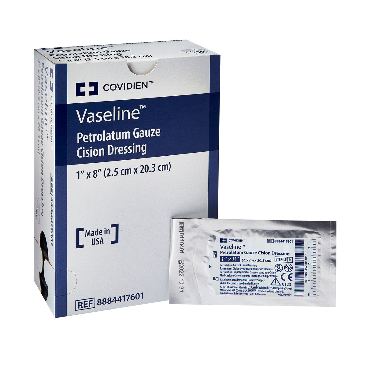 Cardinal - Petrolatum Impregnated Dressing Vaseline® Strip 1 X 8 Inch Sterile [50/BX]