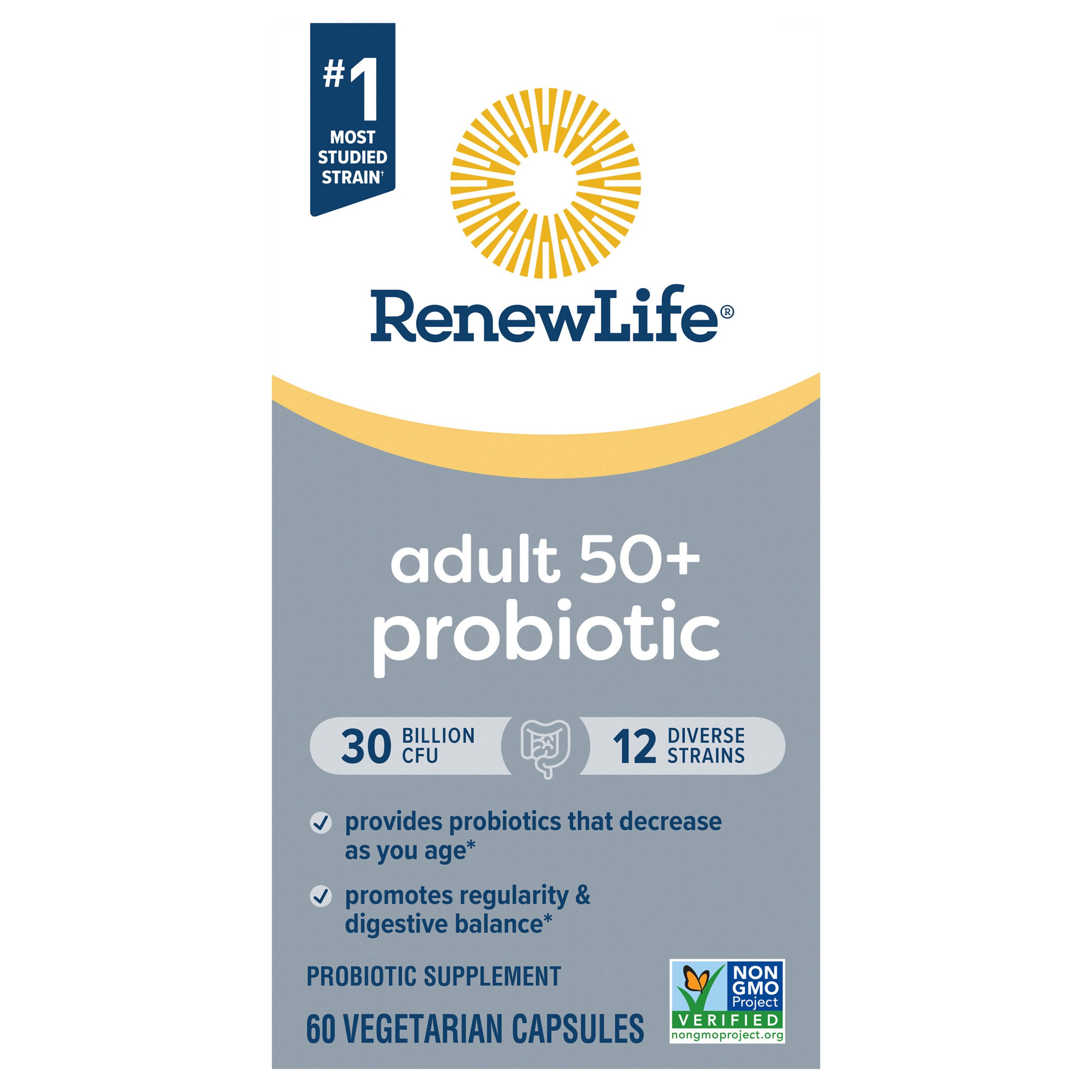 Renew Life Probiotic Adult Plus Capsules Daily Supplement - Case of 1