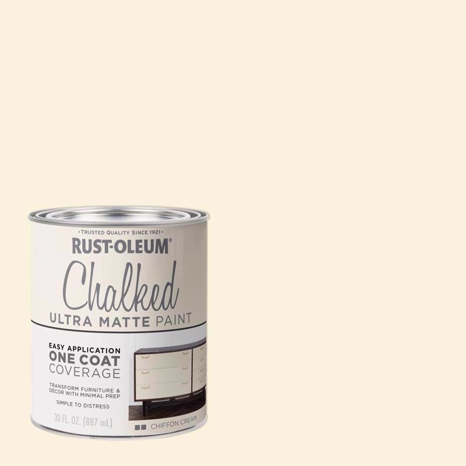 Rust-Oleum Chalked Ultra Matte Chiffon Cream Water-Based Chalk Paint 30 oz - Case of 2
