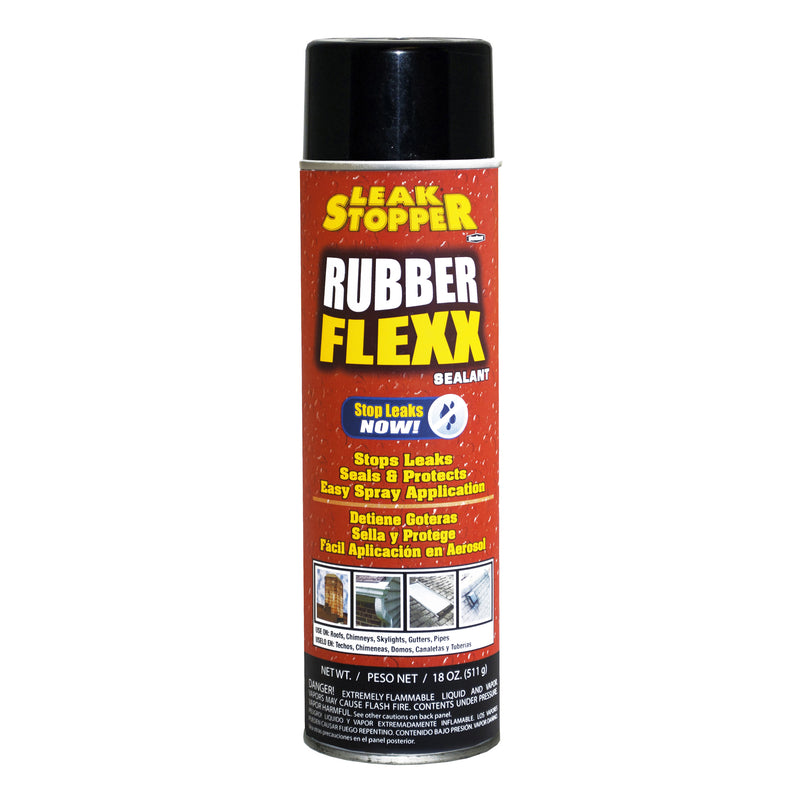 LEAKSTOPPER - Leak Stopper Rubber Flexx Gloss Black Rubber Polymers Leakseal Flexible Rubber Sealant 18 oz - Case of 6
