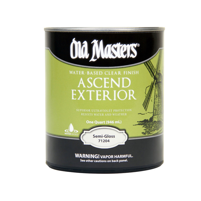 OLD MASTERS - Old Masters Ascend Exterior Semi-Gloss Clear Water-Based Finish 1 qt - Case of 4
