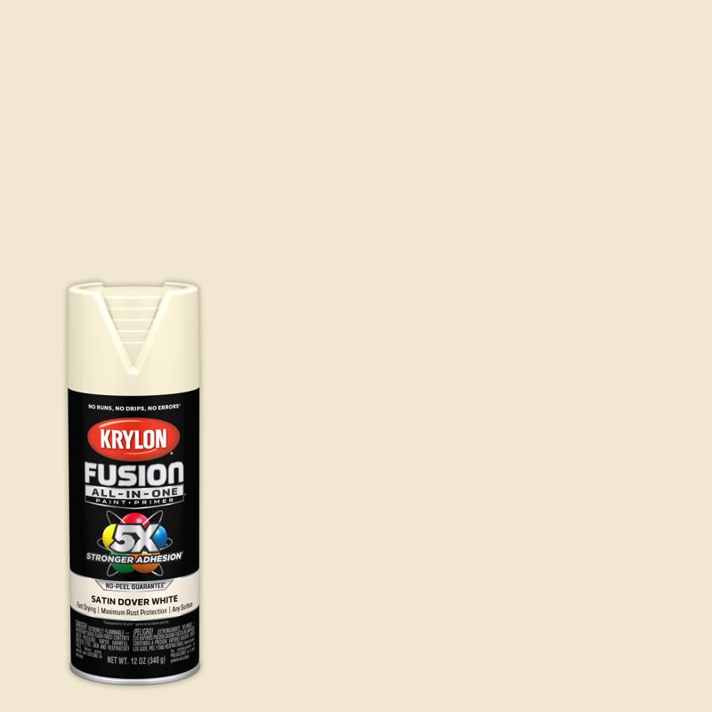 KRYLON - Krylon Fusion All-In-One Satin Dover White Paint+Primer Spray Paint 12 oz - Case of 6