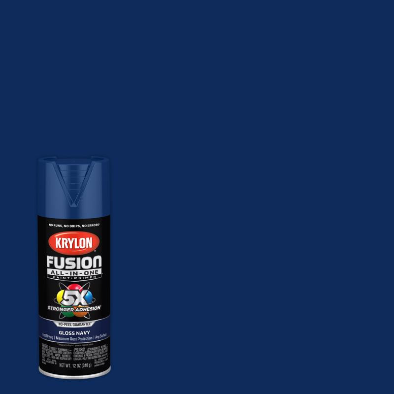 KRYLON - Krylon Fusion All-In-One Gloss Navy Paint+Primer Spray Paint 12 oz - Case of 6