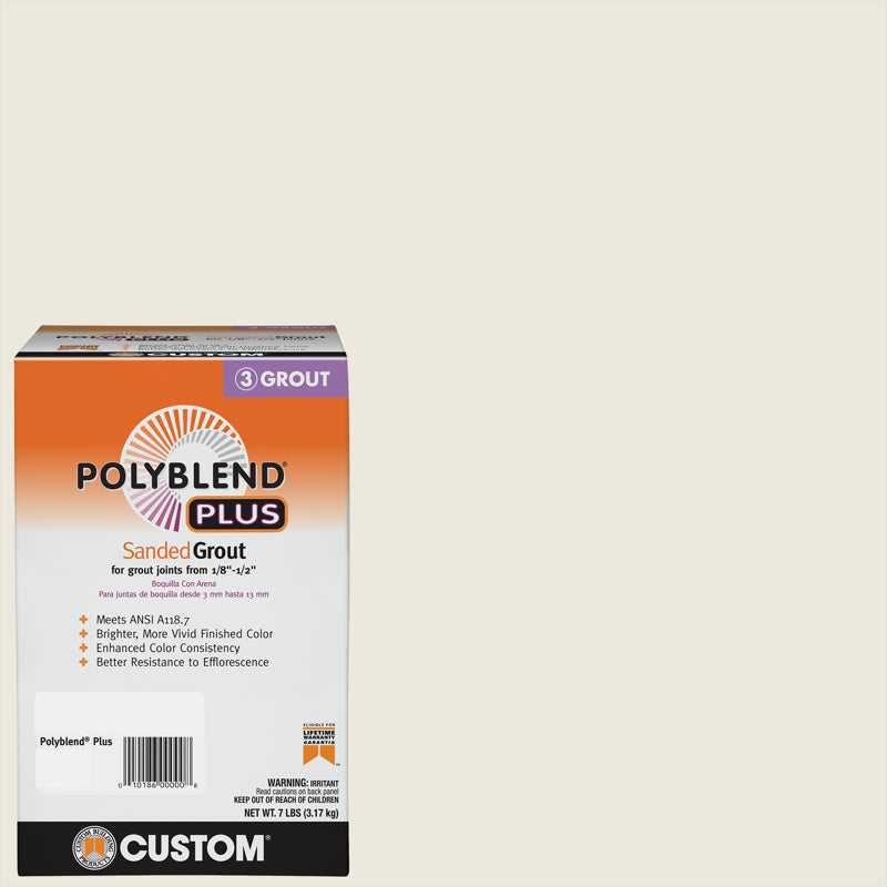 CUSTOM BUILDING PRODUCTS - Custom Building Products Polyblend Plus Indoor and Outdoor Bright White Sanded Grout 7 lb