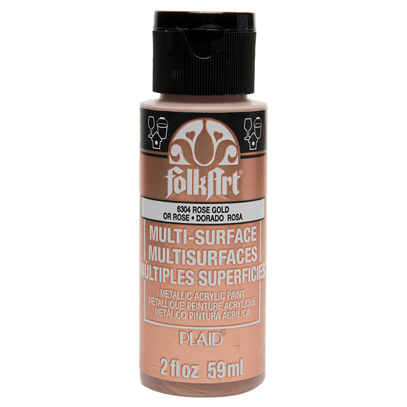 FOLKART - FolkArt Metallic Rose Gold Hobby Paint 2 oz - Case of 3