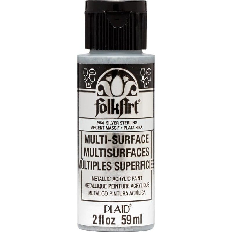 FOLKART - FolkArt Metallic Sterling Silver Hobby Paint 2 oz - Case of 3